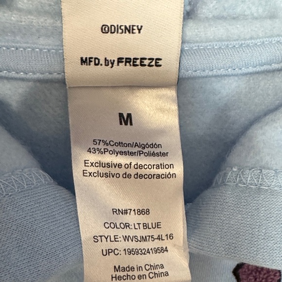 Disney Light Blue Stitch Hoodie with Patches Medium NWT - Picture 2 of 13